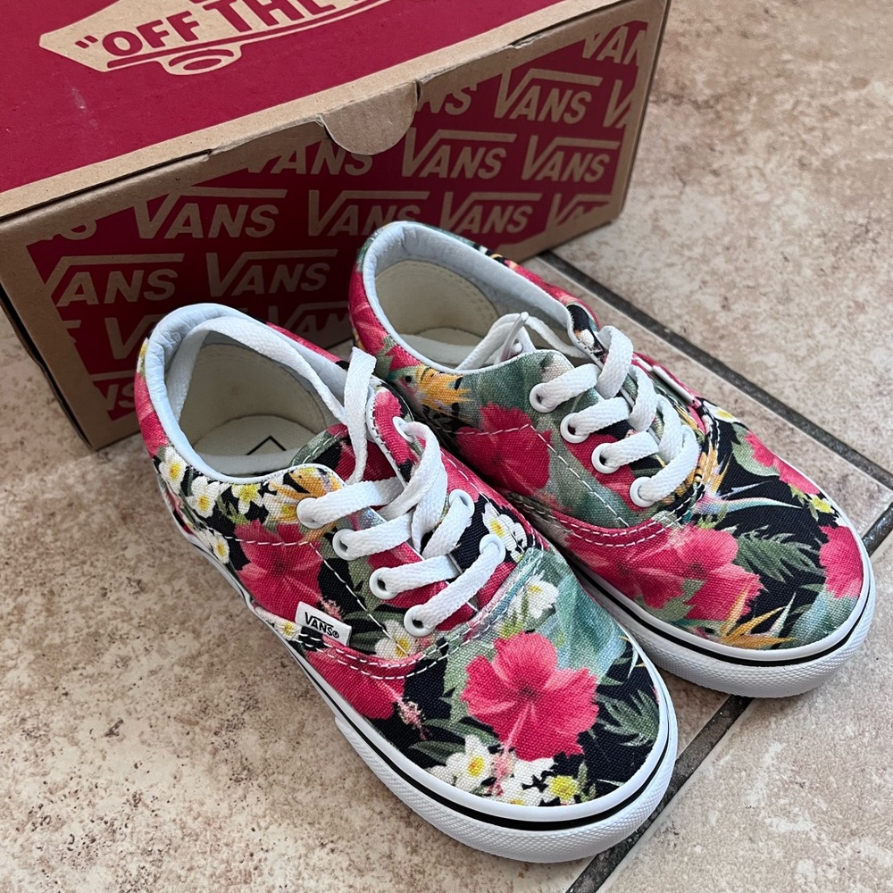 Vans Kids Floral Sneakers - Pink and Green